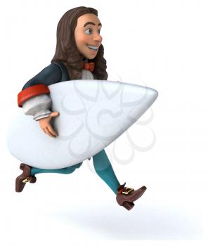 3D Illustration of a cartoon man in historical baroque costume