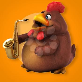 Fun chicken - 3D Illustration