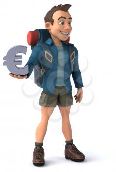 Fun illustration of a 3D cartoon backpacker