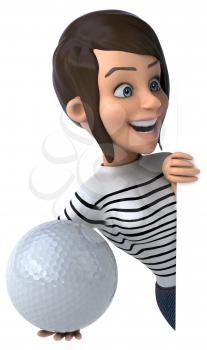 Fun 3D cartoon casual character woman