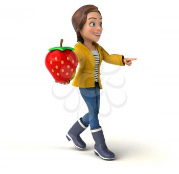 Fun 3D illustration of a cartoon teenage girl 