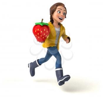 Fun 3D illustration of a cartoon teenage girl 