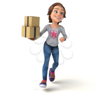 Fun 3D illustration of a cartoon teenage girl 