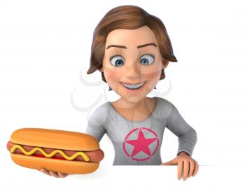 Fun 3D illustration of a cartoon teenage girl 