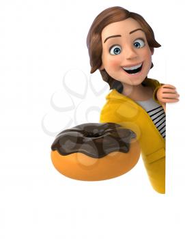 Fun 3D illustration of a cartoon teenage girl 