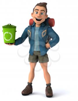 Fun illustration of a 3D cartoon backpacker