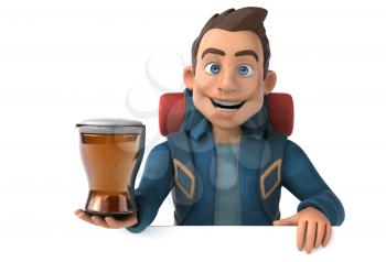 Fun illustration of a 3D cartoon backpacker