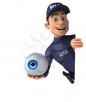 Fun 3D illustration of a cartoon Police Officer