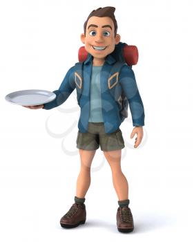 Fun illustration of a 3D cartoon backpacker