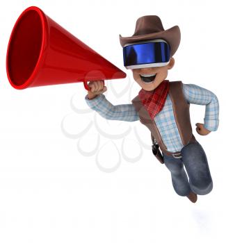 Fun 3D Illustration of a cowboy with a VR Helmet