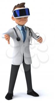 Fun 3D Illustration of a doctor with a VR Helmet