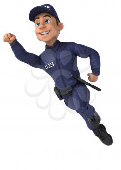 Fun 3D illustration of a cartoon Police Officer