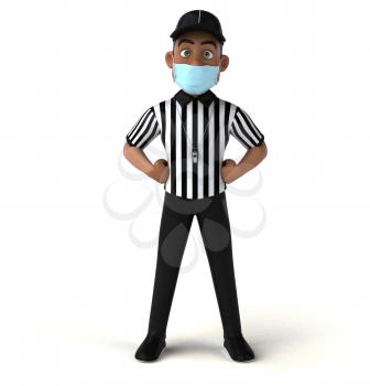 Fun 3D illustration of a black referee with a mask