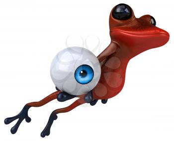 Fun red frog - 3D Illustration