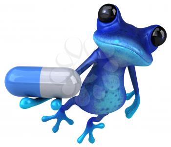 Fun blue frog - 3D Illustration