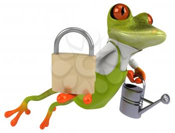 Fun frog gardener - 3D Illustration