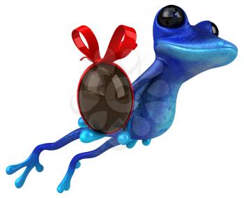 Fun blue frog - 3D Illustration