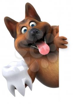 Fun german shepherd dog - 3D Illustration