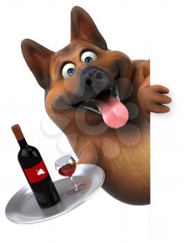 Fun german shepherd dog - 3D Illustration