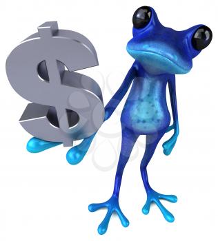 Fun blue frog - 3D Illustration