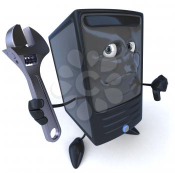 Royalty Free 3d Clipart Image of a Computer Holding a Wrench