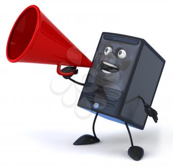 Royalty Free 3d Clipart Image of a Computer Speaking into a Megaphone