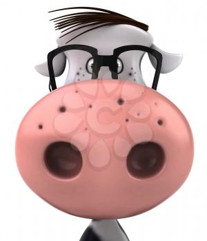 Royalty Free Clipart Image of a Cow Wearing Glasses