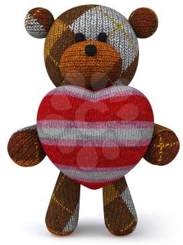 Royalty Free 3d Clipart Image of a Teddy Bear Holding a Heart