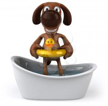 Royalty Free Clipart Image of a Dog in a Bathtub