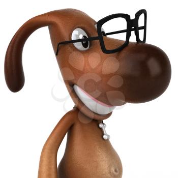 Royalty Free 3d Clipart Image of a Dog Wearing Black Rimmed Glasses