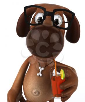 Royalty Free 3d Clipart Image of a Dog Wearing Black Rimmed Glasses