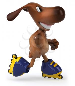 Royalty Free Clipart Image of a Dog on Rollerblades