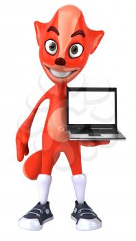 Royalty Free 3d Clipart Image of a Fox Holding a Laptop Computer