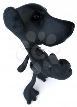 Royalty Free 3d Clipart Image of a Black Dog Giving a Thumbs Up Sign