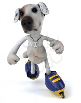 Royalty Free Clipart Image of a Jack Russell on Rollerblades