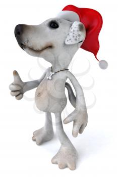 Royalty Free 3d Clipart Image of a Jack Russell Terrier Dog Wearing a Santa Hat and Giving a Thumbs Up Sign