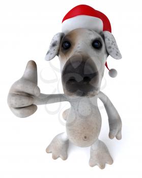 Royalty Free 3d Clipart Image of a Jack Russell Terrier Dog Wearing a Santa Hat and Giving a Thumbs Up Sign