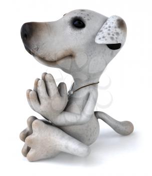 Royalty Free 3d Clipart Image of a Jack Russell Terrier Dog Meditating