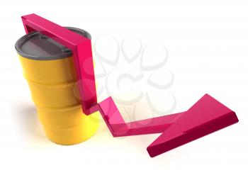 Royalty Free 3d Clipart Image of an Oil Barrel With an Arrow Pointing Upwards