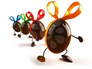 Royalty Free 3d Clipart Image of Chocolate Easter Eggs