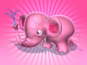 Royalty Free 3d Clipart Image of a Pink Elephant