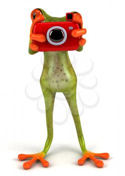 Royalty Free Clipart Image of a Frog Taking a Picture