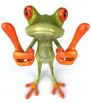 Royalty Free 3d Clipart Image of a Frog Giving Two Thumbs Up Signs