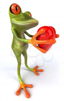 Royalty Free 3d Clipart Image of a Frog Holding a Heart