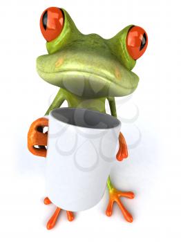 Royalty Free 3d Clipart Image of a Frog Holding a Coffee Mug