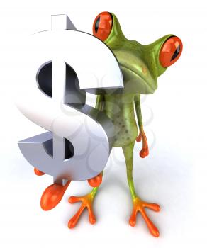 Royalty Free 3d Clipart Image of a Frog Holding a Dollar Sign