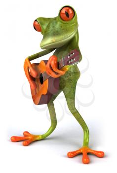 Royalty Free 3d Clipart Image of a Frog Playing a Guitar