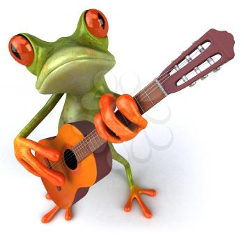 Royalty Free 3d Clipart Image of a Frog Playing a Guitar