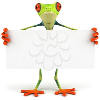 Royalty Free 3d Clipart Image of a Frog Holding a Blank Sign