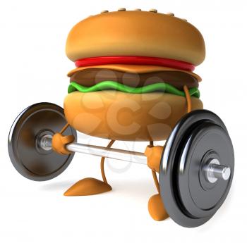 Royalty Free of a Hamburger Man With a Barbell